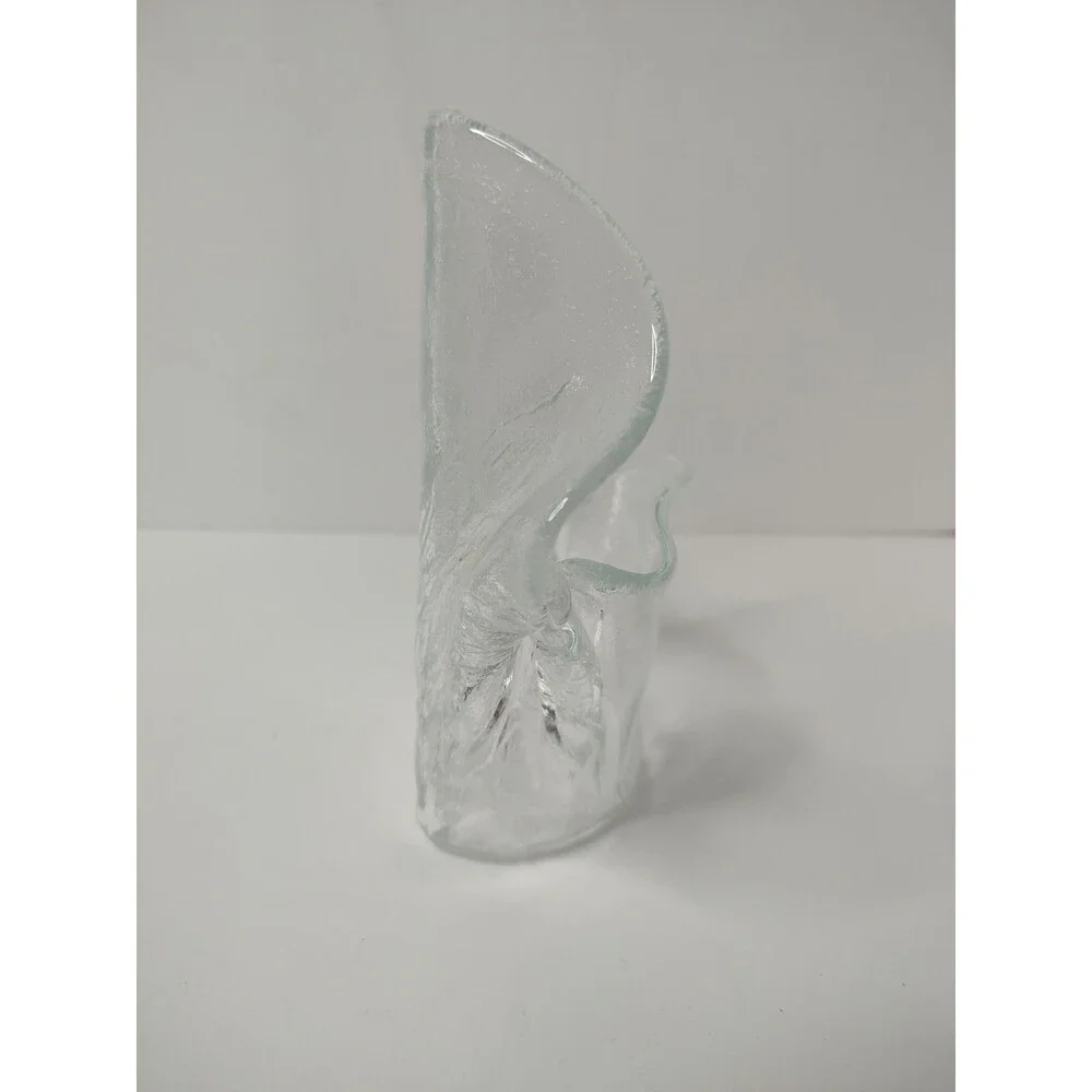 Muurla Finland Clear Ice Glass Wall Pocket Handkerchief Vase Kallioinen 7.25